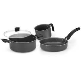 Jogo panelas enjoy 3 peças antiaderente cinza