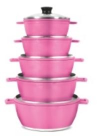 Jogo Panela Retro Pro 16 A 24 Rosa 5pçs