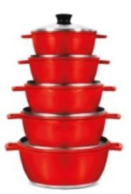 Jogo Panela Retro Pro 16 A 24 Vermelha 5 pçs