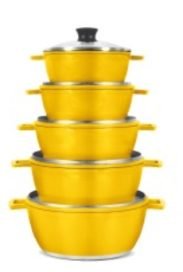 Jogo Panela Retro Pro 16 A 24 Amarelo 5 pçs