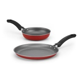 Kit panquequeira  frigideira ovo  antiaderente vermelho