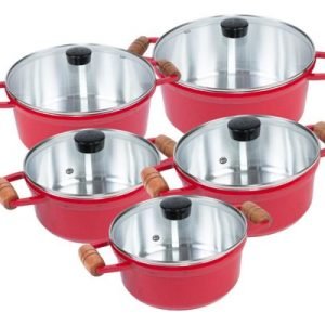 Jogo cacarola aluminio grosso com 5 peças e tampa vidro - Imagem 3