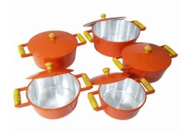Jogo Cacarola Laranja Aluminio Grosso  com 5 peças