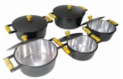 Jogo Cacarola Preto Craq Aluminio Grosso com 5 peças