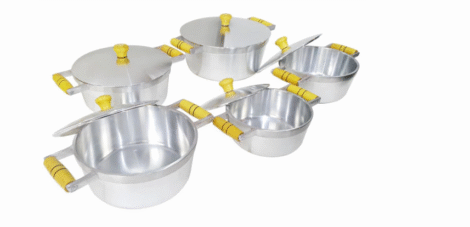 Jogo Cacarola Polida Aluminio Grosso  com 5 peças