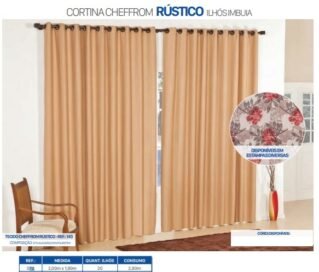 CORTINA CHEFFRON VARAO ILHOS 2,00 X 1,80 M
