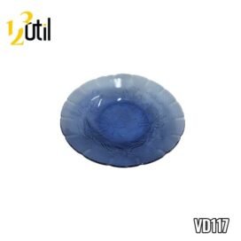 Prato Fundo De Vidro Azul Flores 9" 22cm