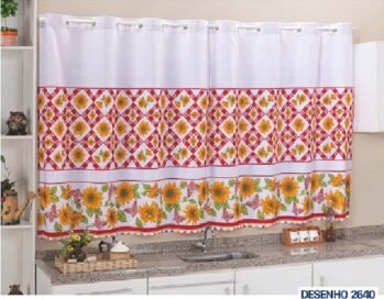 Cortina cozinha veneto 2,00m larg x1,20m alt