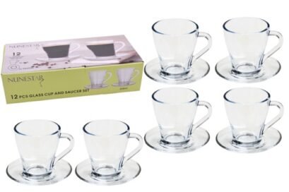 Xicara Vidro Transparente Pires C06 230ml