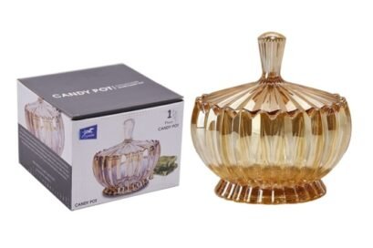 BOMBONIERE VIDRO DOURADO 16 3X16CM