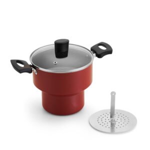 Cuscuzeiro Enjoy C/ Tampa Vidro Antiaderente Vermelho N18