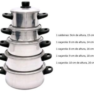 jogo de panelas 5 pecas aluminio polido