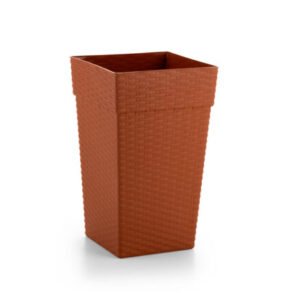 Vaso plástico Quadrado Coluna Rattan Pequeno Ceramico 10 L