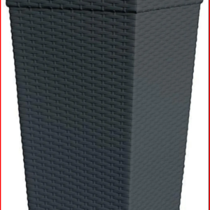 Vaso plástico Quadrado Coluna Rattan Pequeno Preto  10 L