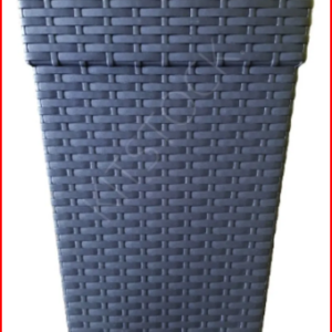 VASO QUADRADO COLUNA RATTAN PEQUENO CINZA - 10 L