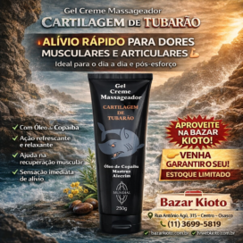 Gel Creme Massageador Cartilagem De Tubarao Mundial 250 G Un-Preto