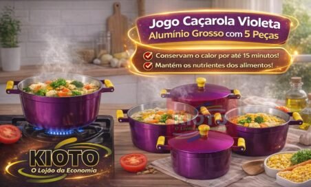 Jogo Cacarola Violeta Aluminio Grosso  com 5 peças