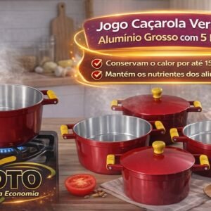 Jogo Cacarola Vermelho Aluminio Grosso  com 5 peças