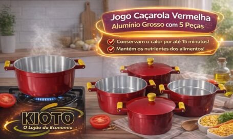 Jogo Cacarola Vermelho Aluminio Grosso  com 5 peças