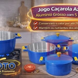 Jogo Cacarola Azul Aluminio Grosso  com 5 peças