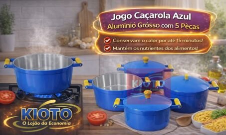 Jogo Cacarola Azul Aluminio Grosso  com 5 peças