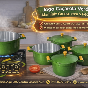 Jogo Cacarola Verde Aluminio Grosso  com 5 peças
