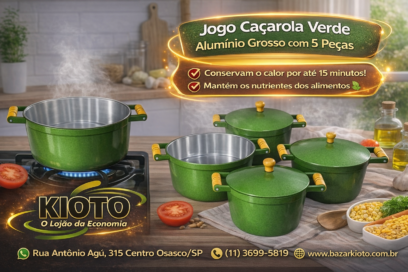 Jogo Cacarola Verde Aluminio Grosso  com 5 peças