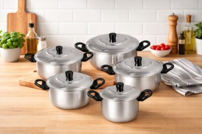 jogo de panelas 5 pecas aluminio polido