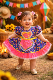 Vestido Infantil com Detalhe Coracao  cores sortidas