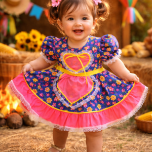 Vestido Infantil com Detalhe Coracao  cores sortidas