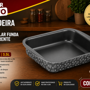 Assadeira Enjoy Retangular Funda  Anti Aderente Cinza  33x24cm 3,5l Nº 2