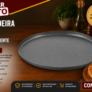 Assadeira Enjoy Pizza  Antiaderente Cinza 35cm