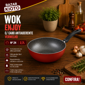 Wok enjoy c/ cabo anti aderente vermelho N° 24 2,7L