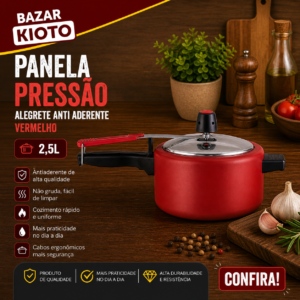 Panela pressão alegrete anti aderente vermelho 2,5L