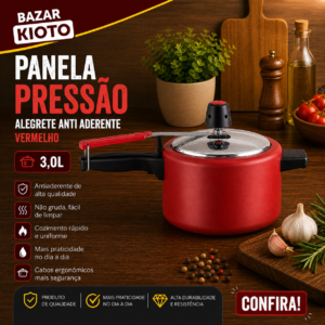 Panela pressão alegrete anti aderente vermelho 3,0L