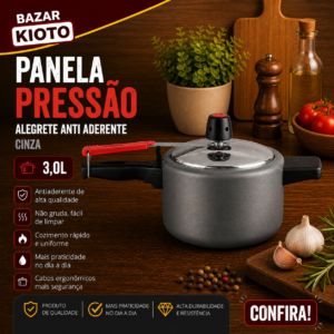 Panela pressão alegrete anti aderente cinza 3,0L