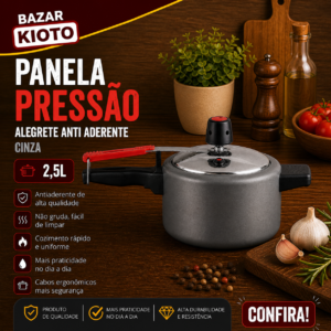 Panela pressão fechamento interno alegrete 2,5l anti aderente cinza