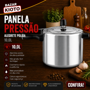 Panela pressão fechamento  interno alumine 10l polido