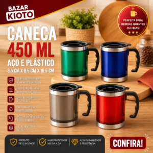 Caneca Aço ePlastico 8,5 Cm X 8,5 Cm X 10,8 Cm 450ml (unidade)