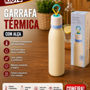 Garrafa Termica 660 Ml Aco Inox, 7,2 Cm X 7,2 Cm X 31 Cm
