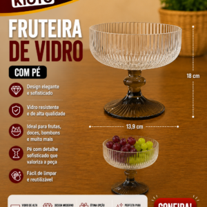 Kit 6 Tacas De Sobremesa Caneladas 320 Ml Duo Color Vidro 11,8 Cm X 11,8 Cm X 10 Cm