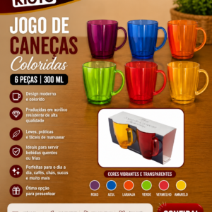 CANECAS 350ML KIT 2PCS VIDRO 12CM X 9CM X 10CM (kit com 2)