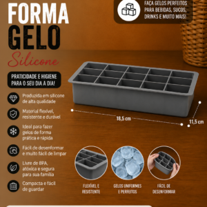 Forma gelo silicone 18,5 cm x 11,5 cm (unidade)