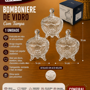 Bomboniere 500ml Vidro 13,9cm X 13,9cm X 18cm (unidade)