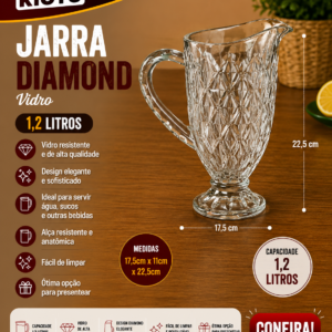 Jarra Diamond 1,2 L Vidro