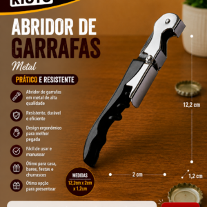 Abridor garrafas metal 12,2 cm x 2 cm x 1,2 cm