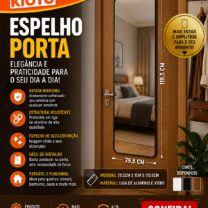 ESPELHO PORTA LIGA DE ALUMINIO E VIDRO 29.5 CM X 1 CM X 119.5 CM