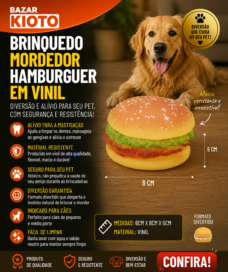 BRINQUEDO MORDEDOR HAMBURGUER EM VINIL 8CM X 8CM X 5CM