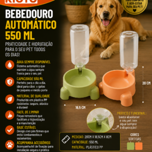 BEBEDOURO AUTOMATICO 550 ML PLASTICO PP 20 CM X 18.5 CM X 8 CM