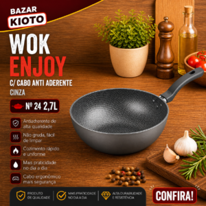 Wok Enjoy antiaderente cinza Nº 24  2,7L